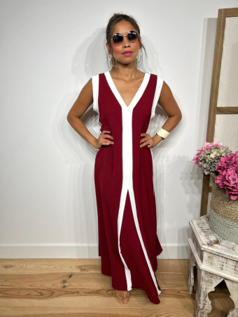 Vestido Ribetes a Contraste HAGELA Burdeos HEVE