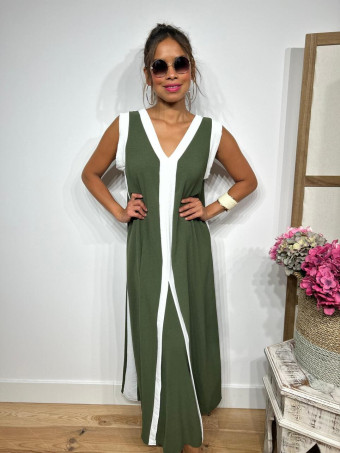 Vestido Ribetes a Contraste HAGELA Verde Militar HEVE