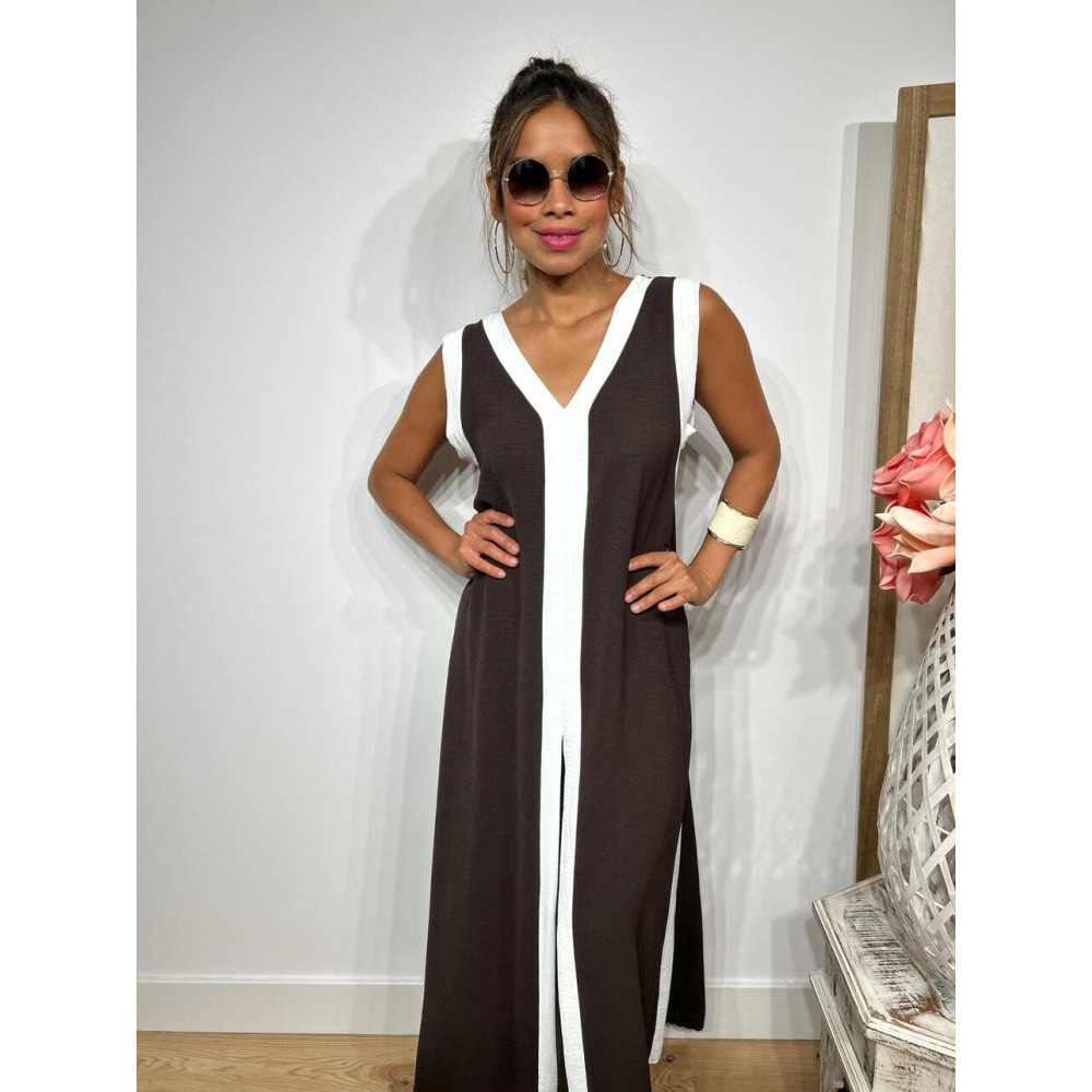 Vestido Ribetes a Contraste HAGELA Marrón HEVE