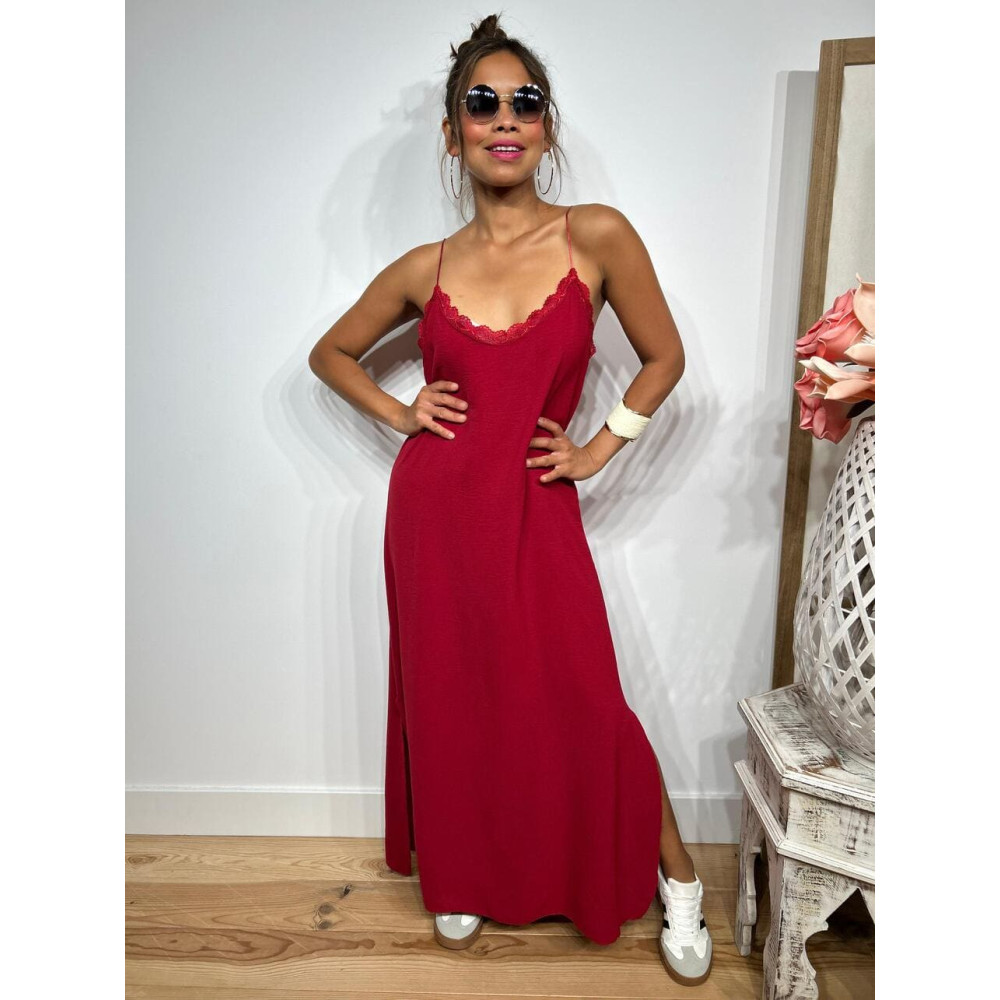 Vestido Lencero REENIE Burdeos HEVE Vestido Lencero REENIE Burdeos HEVE