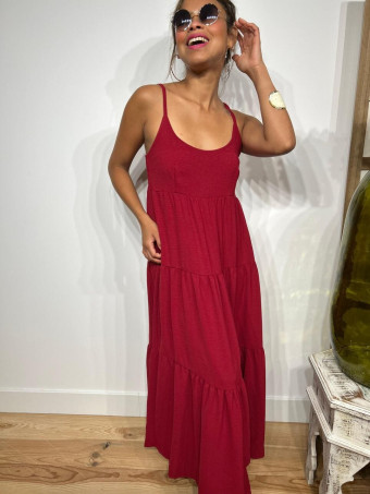 Vestido Largo Paneles CHILOX Burdeos HEVE