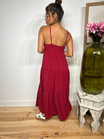 Vestido Largo Paneles CHILOX Burdeos HEVE