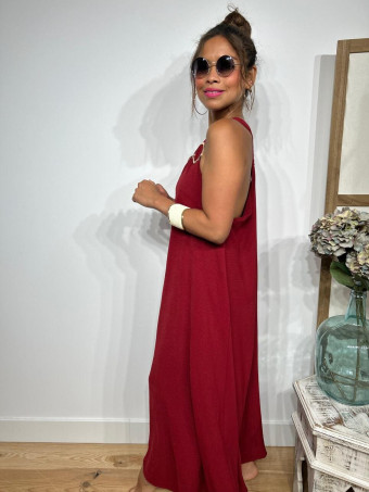 Vestido Tirantes Espalda Cruzada ETHEL Burdeos HEVE