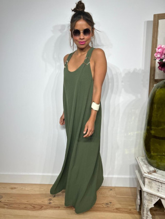 Vestido Tirantes Espalda Cruzada ETHEL Verde Militar HEVE