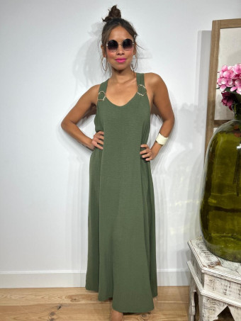 Vestido Tirantes Espalda Cruzada ETHEL Verde Militar HEVE