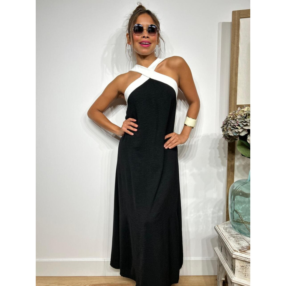 Vestido Escote Cruzado BRUNEY Negro HEVE Vestido Escote Cruzado BRUNEY Negro HEVE