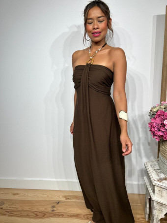 Vestido Arandela y Abalorios HAPSOON Marrón HEVE