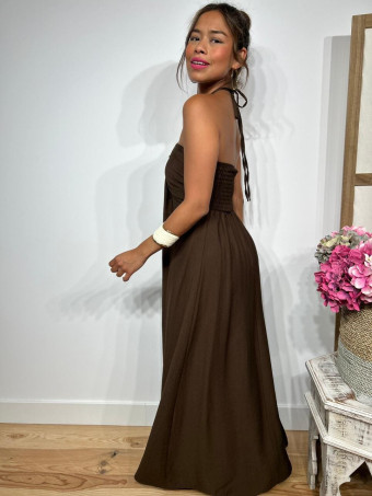 Vestido Arandela y Abalorios HAPSOON Marrón HEVE