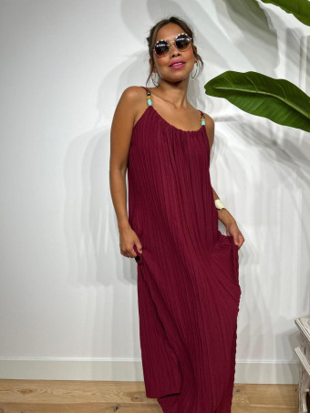 Vestido Plisado Abalorios LAURENTY Burdeos HEVE