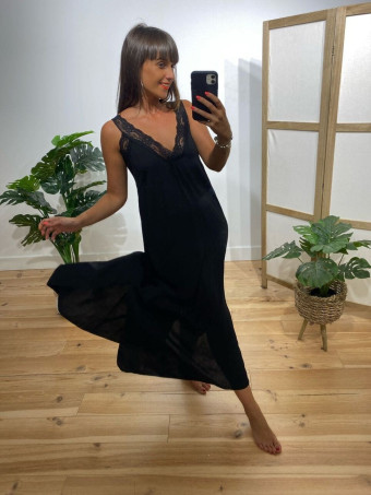 Vestido Largo Lencero BRIDZEL Negro HEVE
