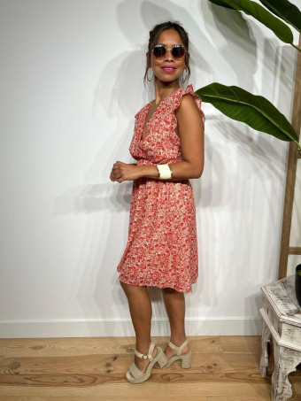 Vestido Vaporoso Estampado Floral CYRANIE Rojo HEVE