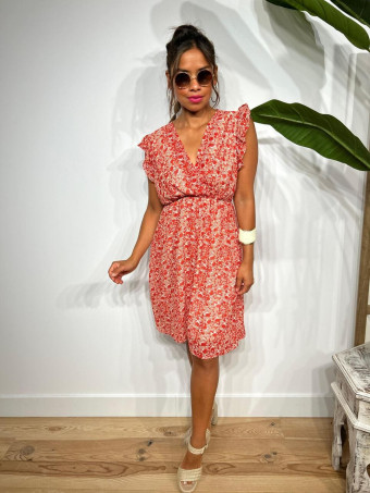 Vestido Vaporoso Estampado Floral CYRANIE Rojo HEVE
