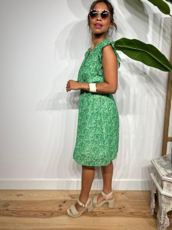 Vestido Vaporoso Estampado Floral CYRANIE Verde HEVE
