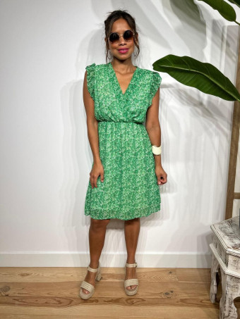 Vestido Vaporoso Estampado Floral CYRANIE Verde HEVE