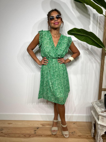 Vestido Vaporoso Estampado Floral CYRANIE Verde HEVE