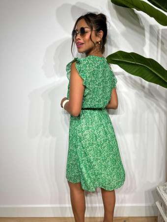 Vestido Vaporoso Estampado Floral CYRANIE Verde HEVE