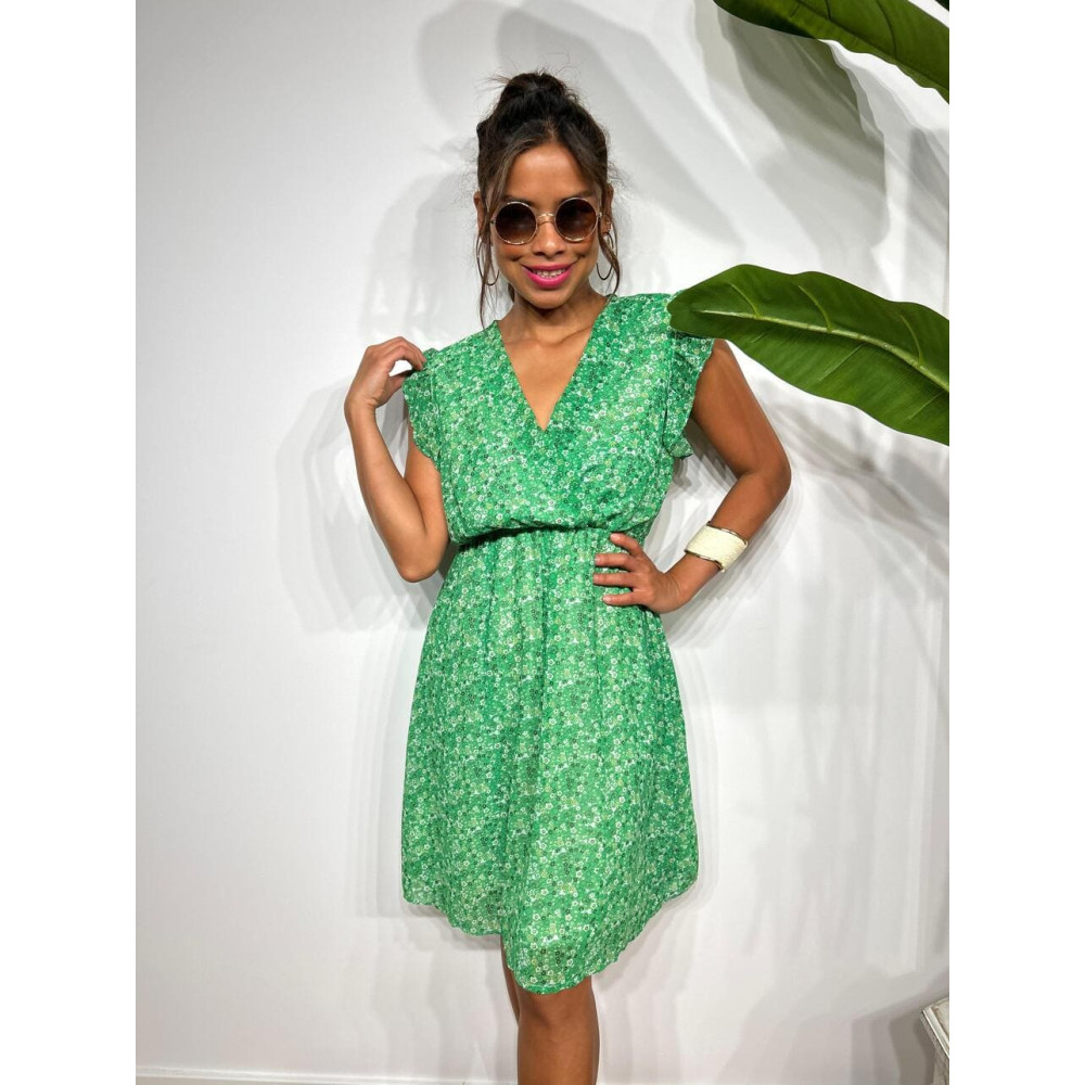 Vestido Vaporoso Estampado Floral CYRANIE Verde HEVE