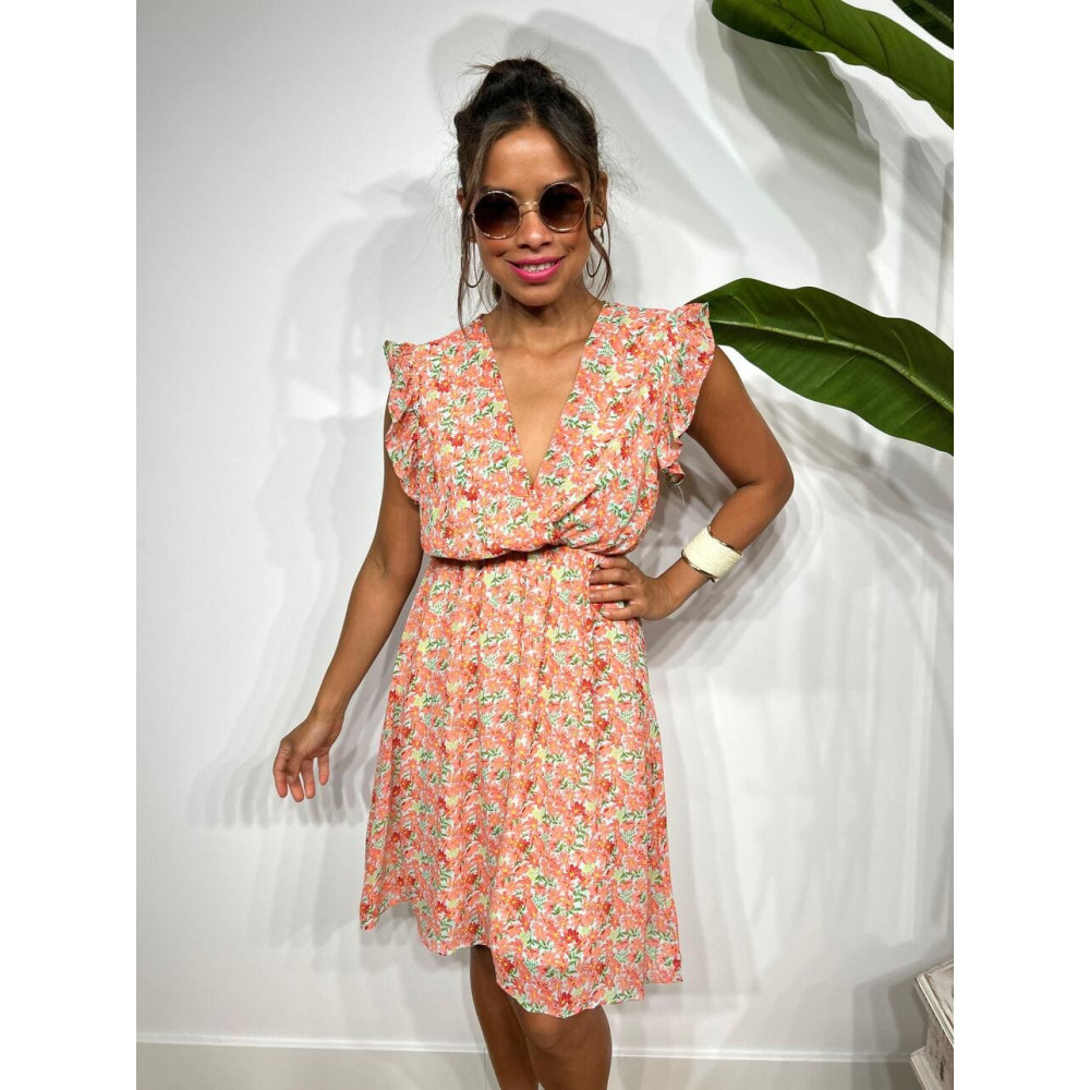 Vestido Vaporoso Estampado Floral SAVEYA Rosa Coral HEVE Vestido Vaporoso Estampado Floral SAVEYA Rosa Coral HEVE
