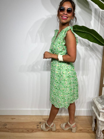 Vestido Vaporoso Estampado Floral SAVEYA Verde HEVE