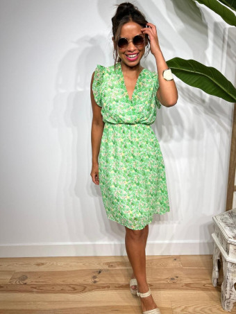 Vestido Vaporoso Estampado Floral SAVEYA Verde HEVE