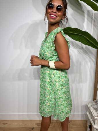 Vestido Vaporoso Estampado Floral SAVEYA Verde HEVE