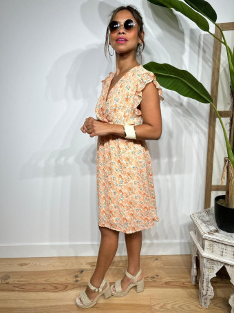 Vestido Vaporoso Estampado Floral SAVEYA Naranja HEVE