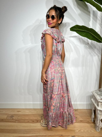 Vestido Estampado Volantes LALESSA Rosa HEVE