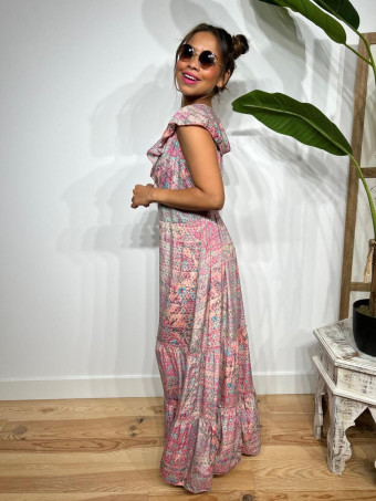 Vestido Estampado Volantes LALESSA Rosa HEVE