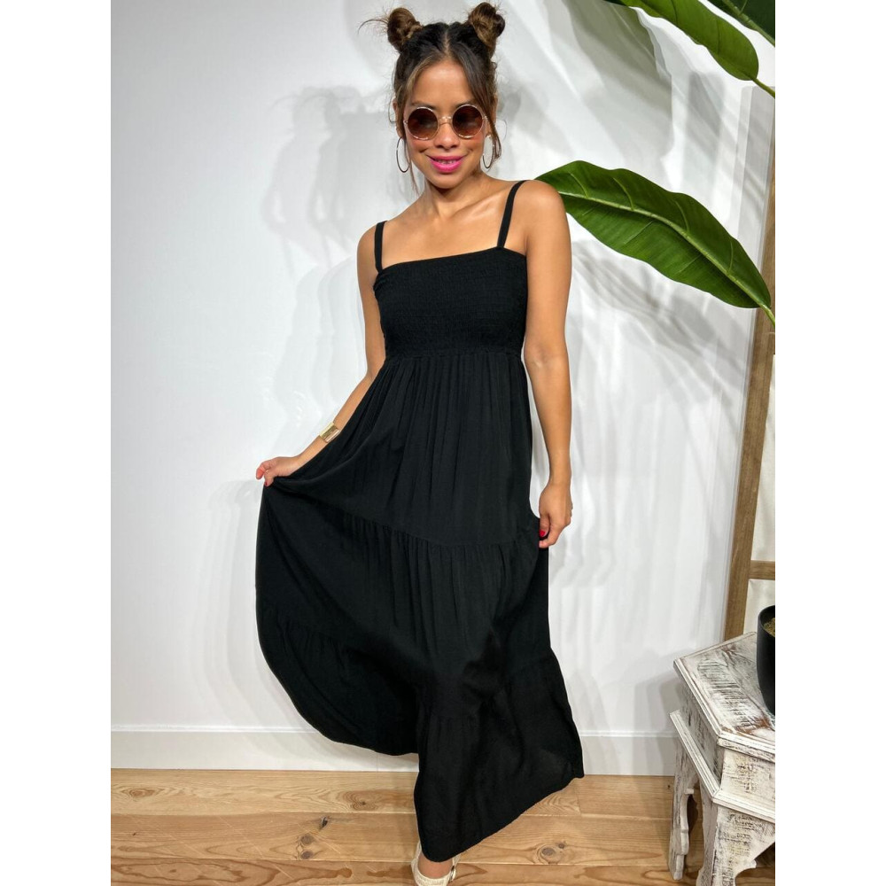 Vestido Nido de Abeja y Paneles NIENKE Negro HEVE Vestido Nido de Abeja y Paneles NIENKE Negro HEVE