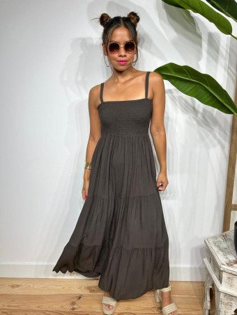 Vestido Nido de Abeja y Paneles NIENKE Marrón HEVE