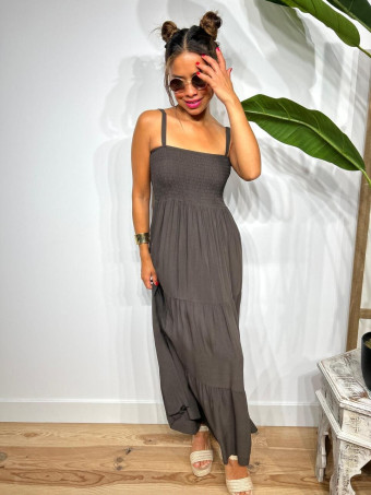 Vestido Nido de Abeja y Paneles NIENKE Marrón HEVE