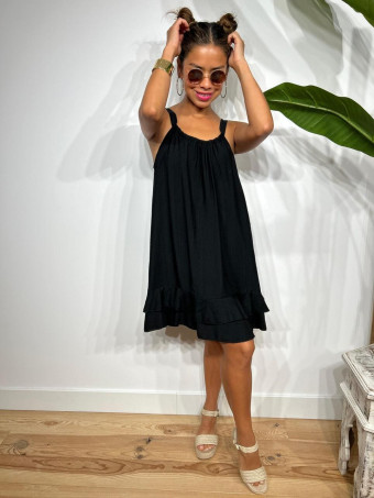 Vestido Corto Volantes AMBYAR Negro HEVE