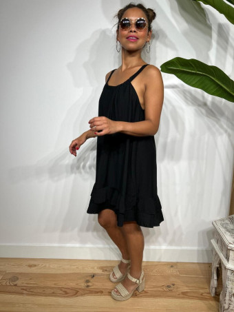 Vestido Corto Volantes AMBYAR Negro HEVE