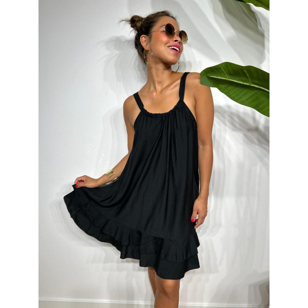 Vestido Corto Volantes AMBYAR Negro HEVE Vestido Corto Volantes AMBYAR Negro HEVE