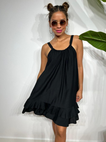 Vestido Corto Volantes AMBYAR Negro HEVE