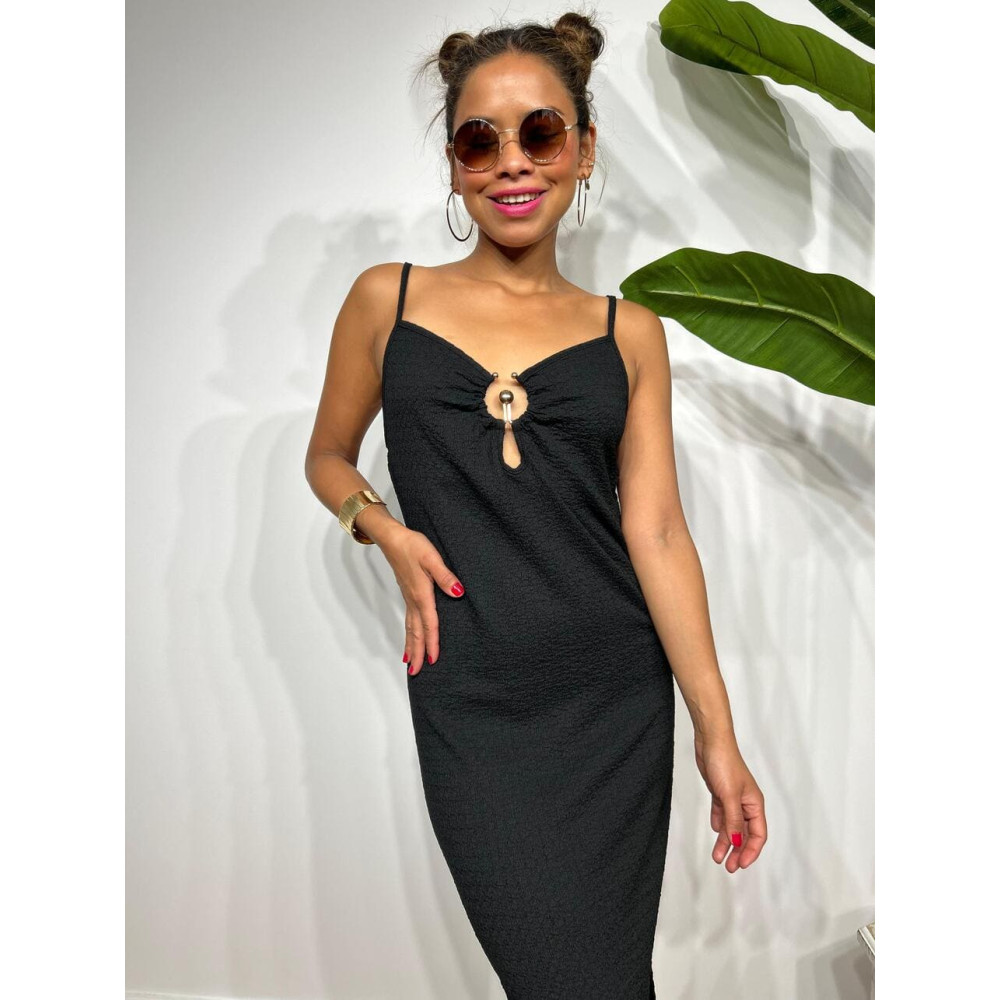 Vestido Estructura Arandela MARTEL Negro HEVE Vestido Estructura Arandela MARTEL Negro HEVE