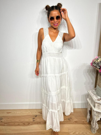 Vestido Largo Ibicenco ARINZA Blanco HEVE
