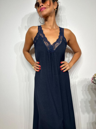 Vestido Largo Lencero BRIDZEL Marino HEVE