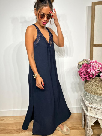 Vestido Largo Lencero BRIDZEL Marino HEVE