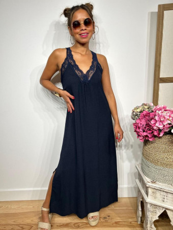 Vestido Largo Lencero BRIDZEL Marino HEVE