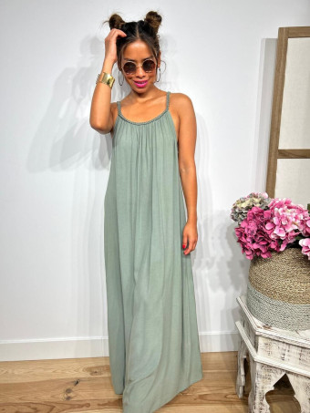 Vestido Largo Tirante Trenzado DYANDRA Khaki HEVE