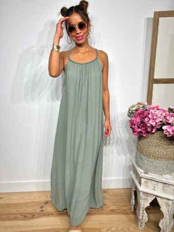 Vestido Largo Tirante Trenzado DYANDRA Khaki HEVE