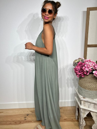 Vestido Largo Tirante Trenzado DYANDRA Khaki HEVE