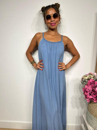 Vestido Largo Tirante Trenzado DYANDRA Azul HEVE