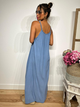 Vestido Largo Tirante Trenzado DYANDRA Azul HEVE
