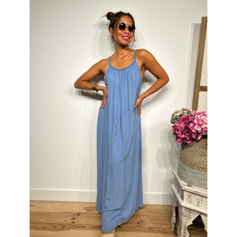 Vestido Largo Tirante Trenzado DYANDRA Azul HEVE