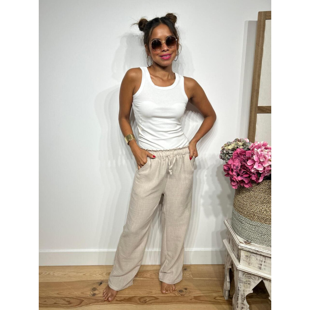 Pantalón Casual Ligero BERAT Beige HEVE Pantalón Casual Ligero BERAT Beige HEVE