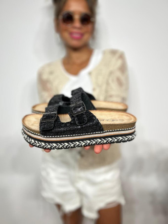Sandalia Strass Hebillas SYLTER Negro HEVE