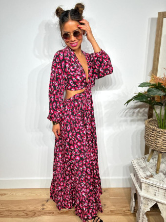 Vestido Cut Out Estampado Print RAWRA Negro HEVE