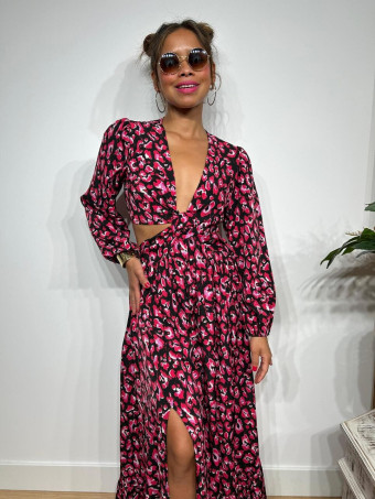 Vestido Cut Out Estampado Print RAWRA Negro HEVE